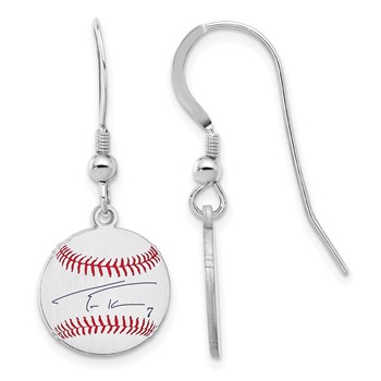 Sterling Silver Rhodium plated Trea Turner Major League Baseball Players Association Signature Epoxy Earrings