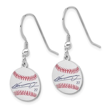 Sterling Silver Rhodium plated Vladimir Guerrero Jr. Major League Baseball Players Association Signature Epoxy Earrings — alternate view