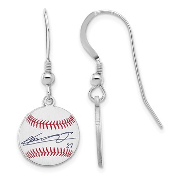 Sterling Silver Rhodium plated Vladimir Guerrero Jr. Major League Baseball Players Association Signature Epoxy Earrings