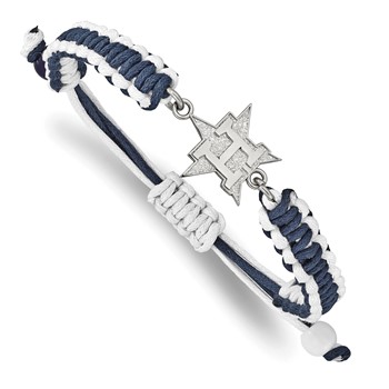Stainless Steel Major League Baseball LogoArt Houston Astros Adjustable Cord Bracelet
