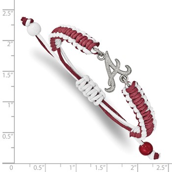 Stainless Steel Major League Baseball LogoArt Atlanta Braves Adjustable Cord Bracelet — alternate view