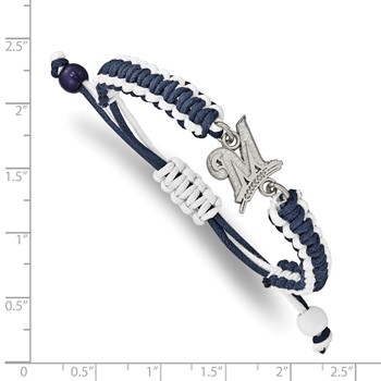 Stainless Steel Major League Baseball LogoArt Milwaukee Brewers Adjustable Cord Bracelet — alternate view