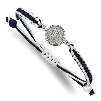Stainless Steel Major League Baseball LogoArt Milwaukee Brewers Adjustable Cord Bracelet