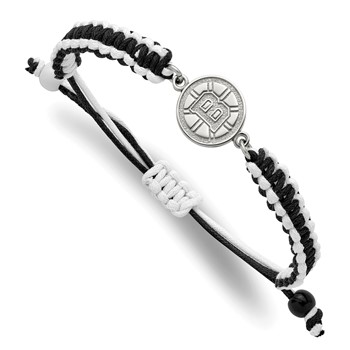 Stainless Steel NHL LogoArt Boston Bruins Adjustable Cord Bracelet