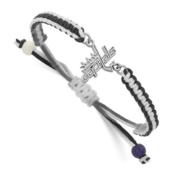 Stainless Steel NHL LogoArt Washington Capitals Adjustable Cord Bracelet