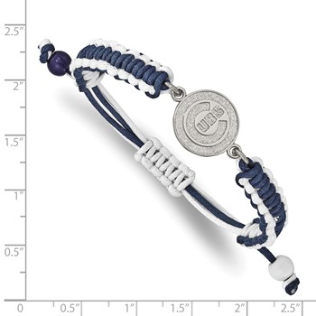 Stainless Steel Major League Baseball LogoArt Chicago Cubs Adjustable Cord Bracelet — alternate view