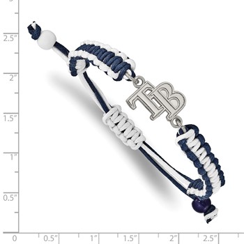 Stainless Steel Major League Baseball LogoArt Tampa Bay Rays Adjustable Cord Bracelet — alternate view