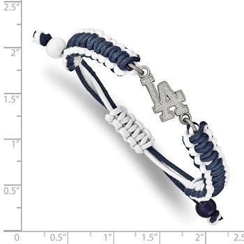 Stainless Steel Major League Baseball LogoArt Los Angeles Dodgers Adjustable Cord Bracelet — alternate view