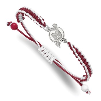 Stainless Steel NHL LogoArt NJ Devils Adjustable Cord Bracelet