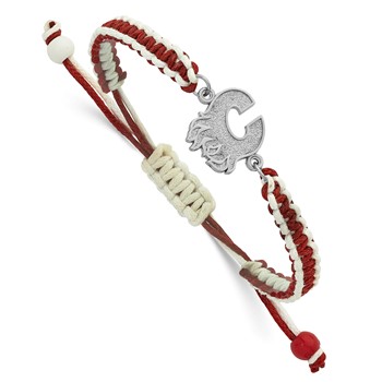 Stainless Steel NHL LogoArt Calgary Flames Adjustable Cord Bracelet