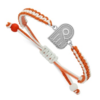 Stainless Steel NHL LogoArt Philadelphia Flyers Adjustable Cord Bracelet
