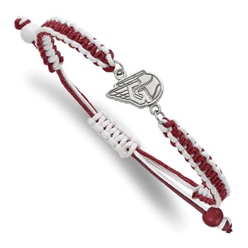 Stainless Steel Major League Baseball LogoArt Cleveland Guardians Adjustable Cord Bracelet