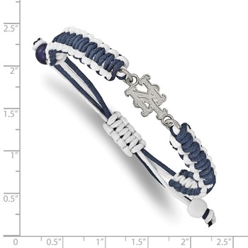 Stainless Steel Major League Baseball LogoArt New York Mets N-Y Adjustable Cord Bracelet — alternate view