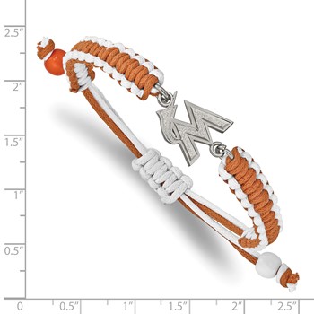 Stainless Steel Major League Baseball LogoArt Miami Marlins Adjustable Cord Bracelet — alternate view