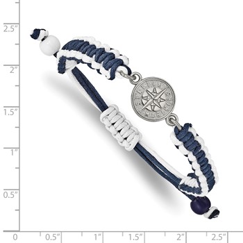 Stainless Steel Major League Baseball LogoArt Seattle Mariners Adjustable Cord Bracelet — alternate view