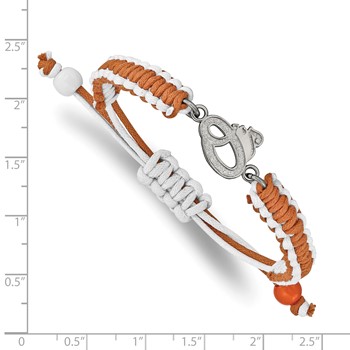 Stainless Steel Major League Baseball LogoArt Baltimore Orioles Adjustable Cord Bracelet — alternate view