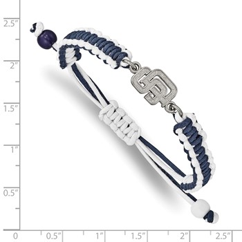 Stainless Steel Major League Baseball LogoArt San Diego Padres S-D Adjustable Cord Bracelet — alternate view