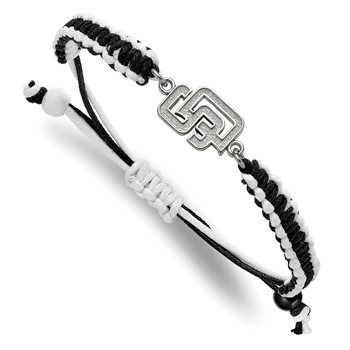 Stainless Steel Major League Baseball LogoArt San Diego Padres S-D Adjustable Cord Bracelet
