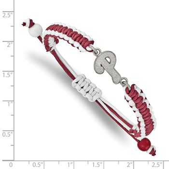 Stainless Steel Major League Baseball LogoArt Philadelphia Phillies Adjustable Cord Bracelet — alternate view