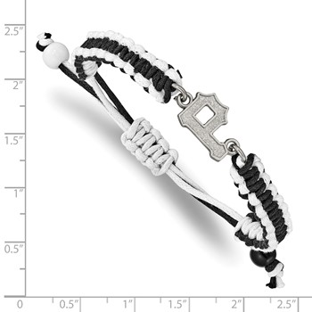 Stainless Steel Major League Baseball LogoArt Pittsburgh Pirates Adjustable Cord Bracelet — alternate view