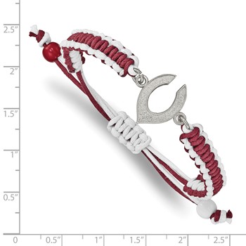 Stainless Steel Major League Baseball LogoArt Cincinnati Reds Adjustable Cord Bracelet — alternate view