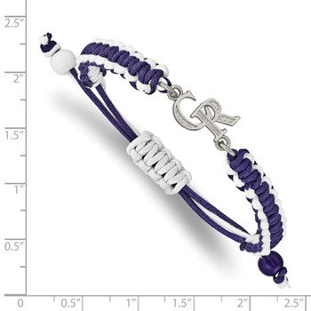 Stainless Steel Major League Baseball LogoArt Colorado Rockies Adjustable Cord Bracelet — alternate view