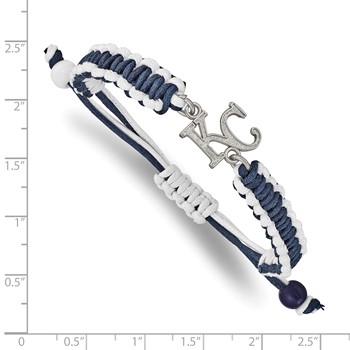 Stainless Steel Major League Baseball LogoArt Kansas City Royals Adjustable Cord Bracelet — alternate view