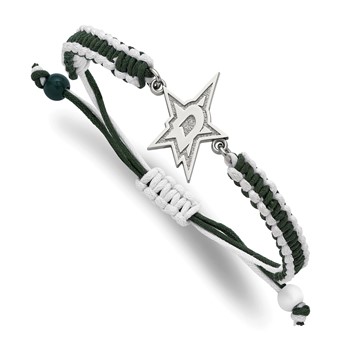 Stainless Steel NHL LogoArt Dallas Stars Adjustable Cord Bracelet