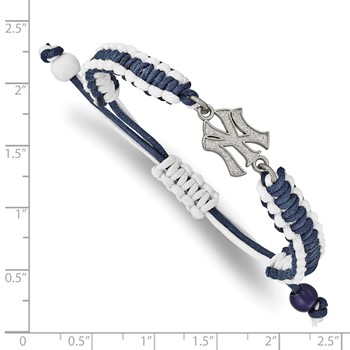 Stainless Steel Major League Baseball LogoArt New York Yankees N-Y Adjustable Cord Bracelet — alternate view