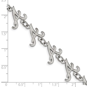 Stainless Steel Major League Baseball LogoArt Atlanta Braves Link w/1.5in ext Bracelet — alternate view