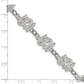 Stainless Steel Major League Baseball LogoArt St. Louis Cardinals w/1.5in ext Bracelet — alternate view