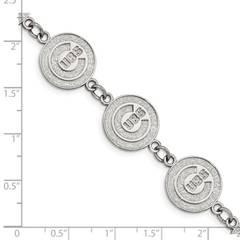 Stainless Steel Major League Baseball LogoArt Chicago Cubs w/1.5in ext Link Bracelet — alternate view