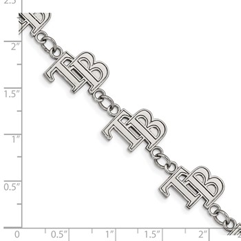 Stainless Steel Major League Baseball LogoArt Tampa Bay Rays Link w/1.5in ext Bracelet — alternate view