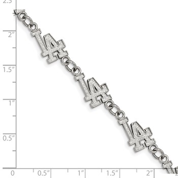 Stainless Steel Major League Baseball LogoArt Los Angeles Dodgers Link Bracelet — alternate view