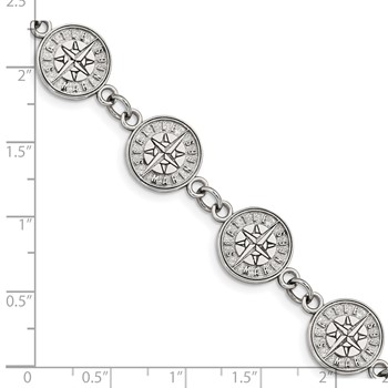 Stainless Steel Major League Baseball LogoArt Seattle Mariners Link w/1.5in ext Bracelet — alternate view