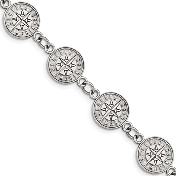 Stainless Steel Major League Baseball LogoArt Seattle Mariners Link w/1.5in ext Bracelet