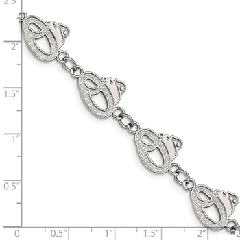 Stainless Steel Major League Baseball LogoArt Baltimore Orioles w/1.5in ext Link Bracelet — alternate view