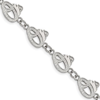 Stainless Steel Major League Baseball LogoArt Baltimore Orioles w/1.5in ext Link Bracelet