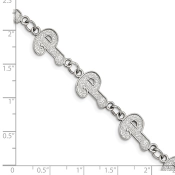 Stainless Steel Major League Baseball LogoArt Philadelphia Phillies w/1.5in ext Bracelet — alternate view