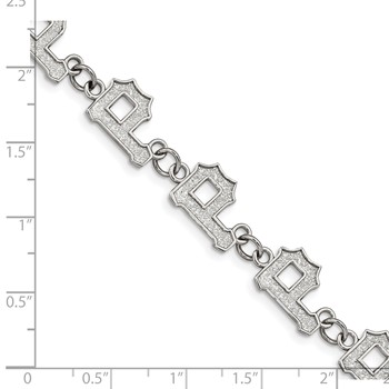 Stainless Steel Major League Baseball LogoArt Pittsburgh Pirates Link w/1.5in ext Bracelet — alternate view