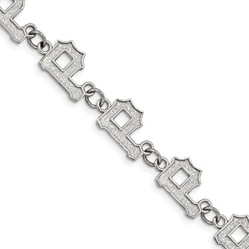 Stainless Steel Major League Baseball LogoArt Pittsburgh Pirates Link w/1.5in ext Bracelet