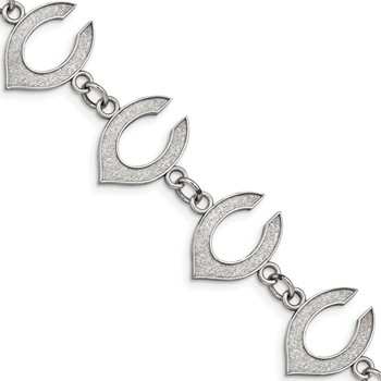 Stainless Steel Major League Baseball LogoArt Cincinnati Reds Letter C Link Bracelet