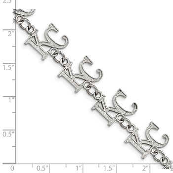 Stainless Steel Major League Baseball LogoArt Kansas City Royals K-C w/1.5in ext Bracelet — alternate view