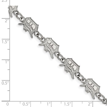 Stainless Steel Major League Baseball LogoArt Detroit Tigers Logo w/2in ext Bracelet — alternate view