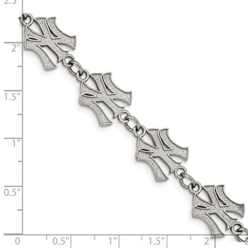 Stainless Steel Major League Baseball LogoArt New York Yankees N-Y w/1.5in ext Bracelet — alternate view