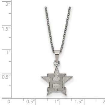 Stainless Steel Major League Baseball LogoArt Houston Astros w/2in ext Pendant Necklace — alternate view