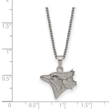 Stainless Steel Major League Baseball LogoArt Toronto Blue Jays w/2in ext Pendant Necklace — alternate view