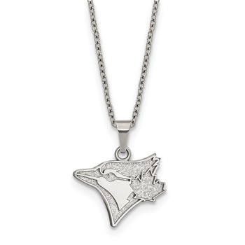 Stainless Steel Major League Baseball LogoArt Toronto Blue Jays w/2in ext Pendant Necklace