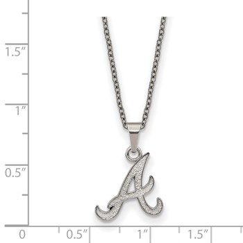 Stainless Steel Major League Baseball LogoArt Atlanta Braves w/2in ext Necklace — alternate view