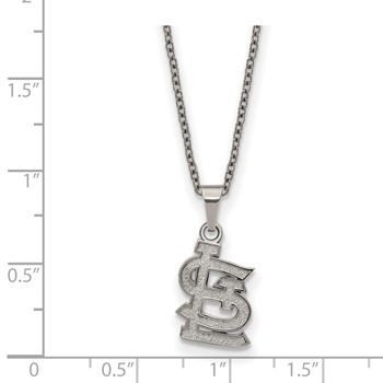 Stainless Steel Major League Baseball LogoArt St. Louis Cardinals w/2in ext Pendant Necklace — alternate view